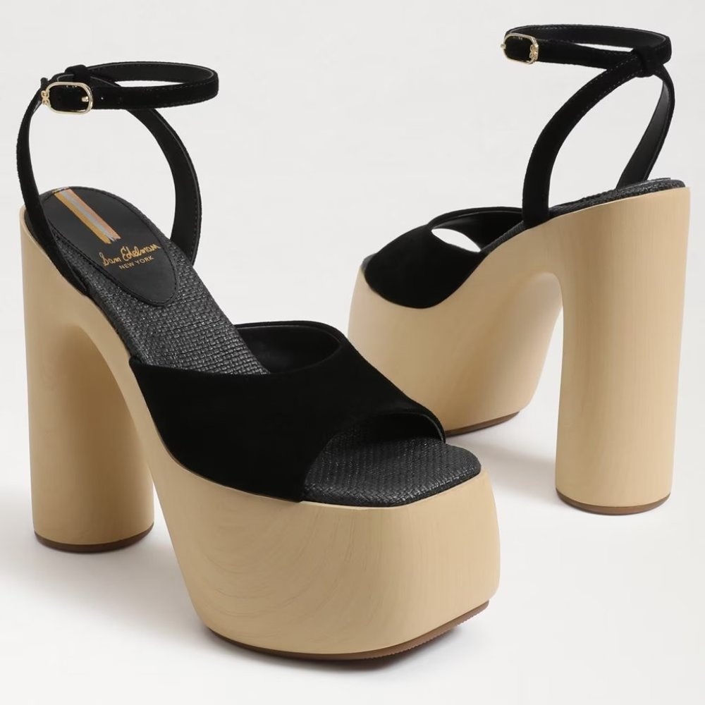 $108 (9) SAM EDELMAN Black Suede Platform Heel